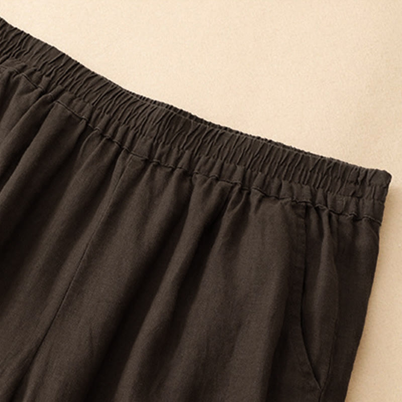 Nimara Ritual Summer Casual Hollow Embroidery Hem Solid Ankle Pants Women's Harem Pants With Pocket