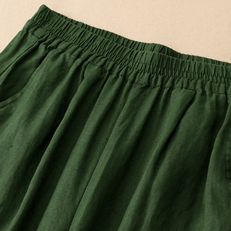 Nimara Ritual Summer Casual Hollow Embroidery Hem Solid Ankle Pants Women's Harem Pants With Pocket