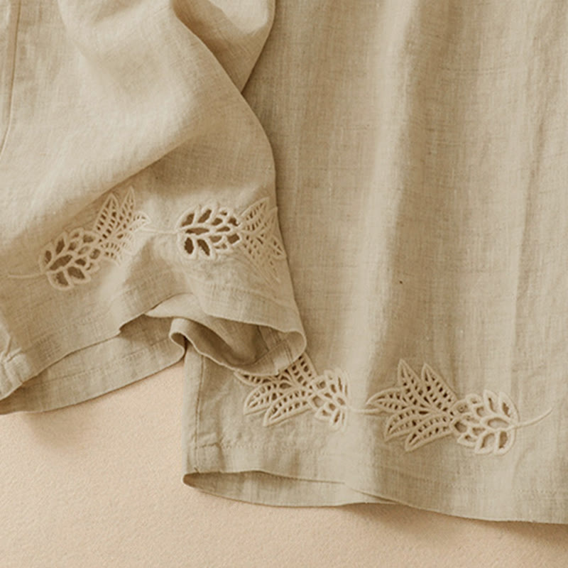 Nimara Ritual Summer Casual Hollow Embroidery Hem Solid Ankle Pants Women's Harem Pants With Pocket