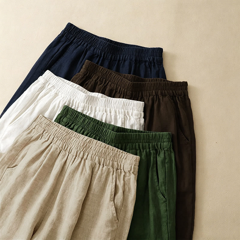 Nimara Ritual Summer Casual Hollow Embroidery Hem Solid Ankle Pants Women's Harem Pants With Pocket
