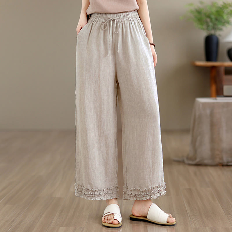 Nimara Ritual Summer Casual Drawstring Solid Cropped Pants Women's Harem Pants With Pocket