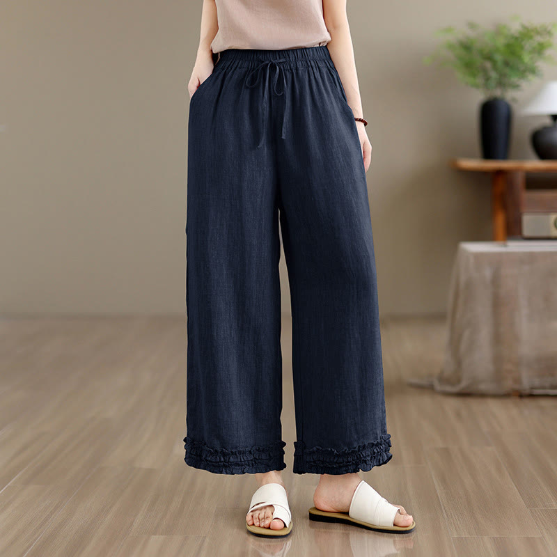 Nimara Ritual Summer Casual Drawstring Solid Cropped Pants Women's Harem Pants With Pocket