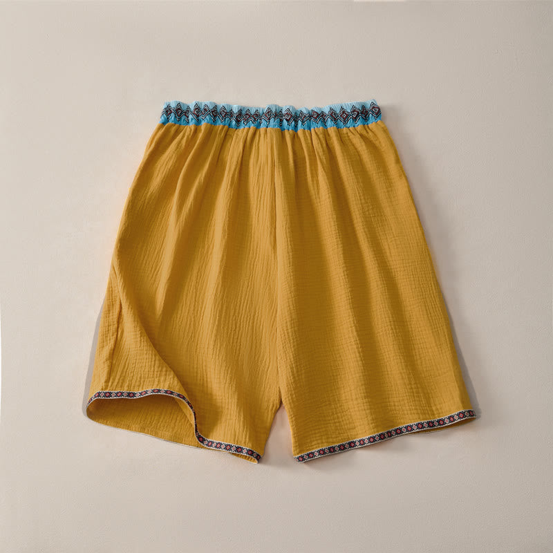 Nimara Ritual Summer Boho Casual Drawstring Geometric Bermuda Shorts Men's With Pockets
