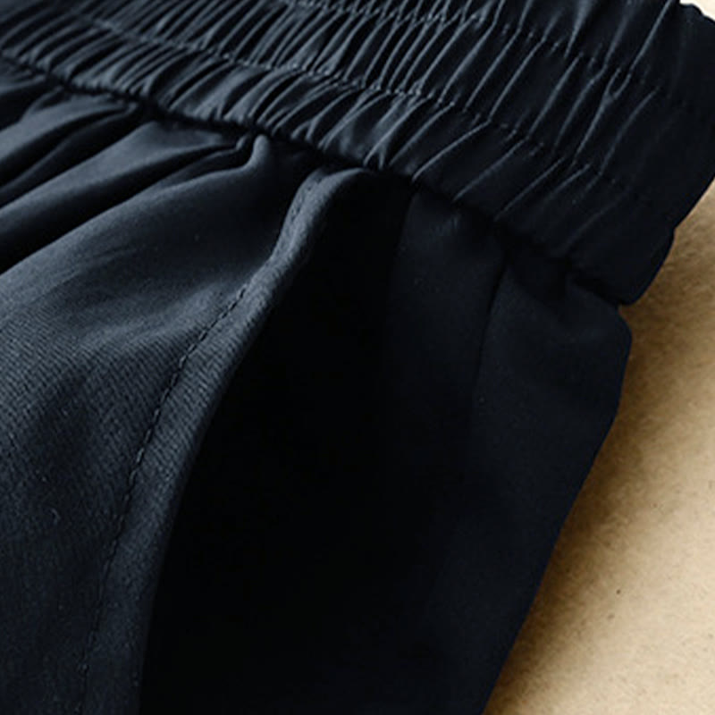 Nimara Ritual Summer Casual Elegant Button-Up Solid Zipper Design Ruffles Hem Cropped Pants Women's Harem Pants With Pocket