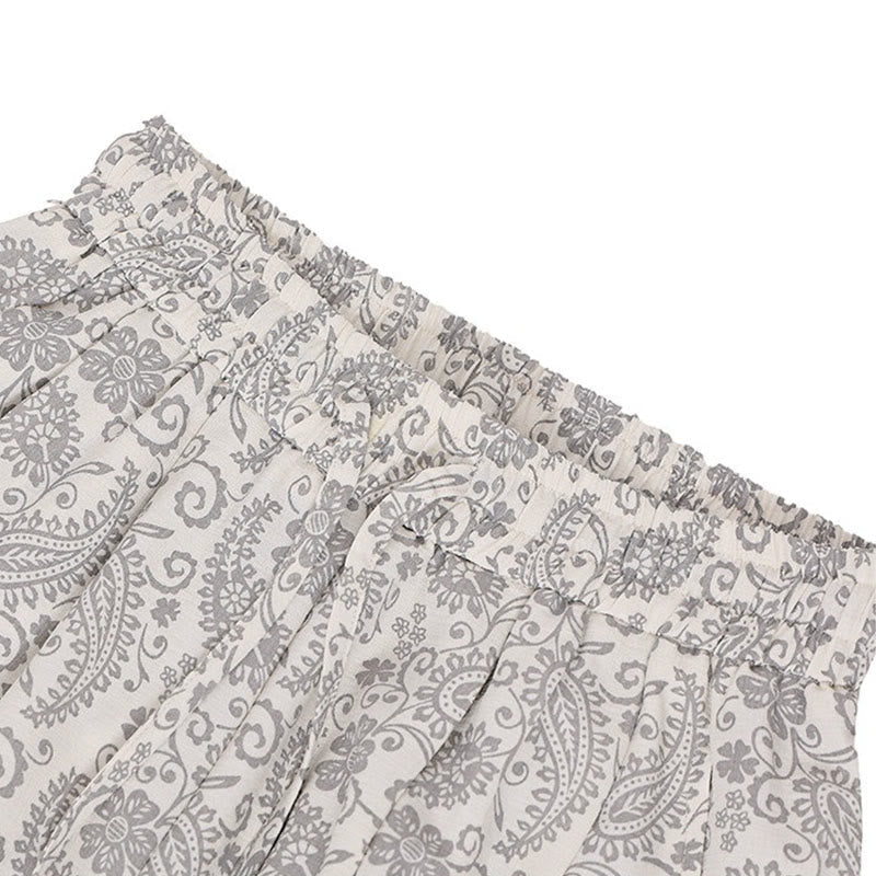 Nimara Ritual Summer Boho Casual Drawstring Paisley Capri Pants Men's Harem Pants With Pocket