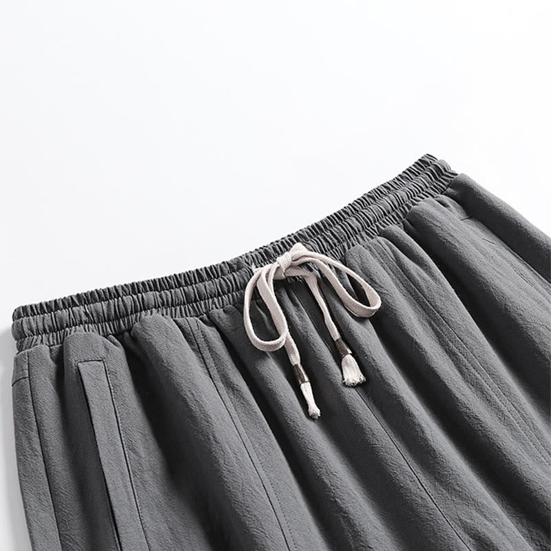 Nimara Ritual Summer Casual Drawstring Elastic Waist Solid Ankle Pants Men's Tapered Pants With Pockets