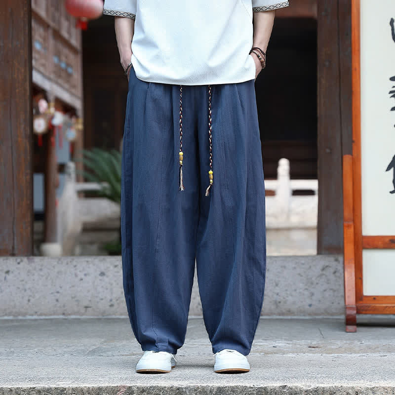 Nimara Ritual Summer Casual Minimalist Drawstring Solid Ankle Pants Men's Straight Leg Pants With Pockets
