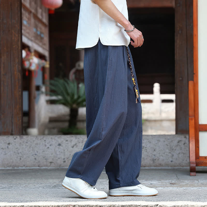 Nimara Ritual Summer Casual Minimalist Drawstring Solid Ankle Pants Men's Straight Leg Pants With Pockets