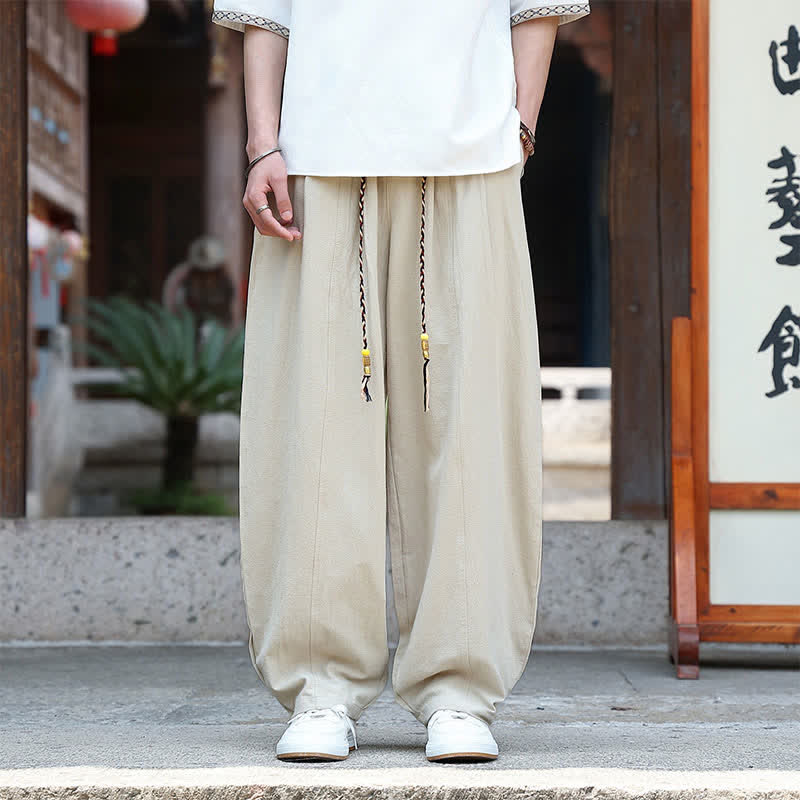 Nimara Ritual Summer Casual Minimalist Drawstring Solid Ankle Pants Men's Straight Leg Pants With Pockets