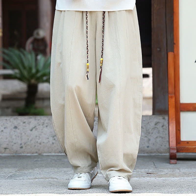 Nimara Ritual Summer Casual Minimalist Drawstring Solid Ankle Pants Men's Straight Leg Pants With Pockets