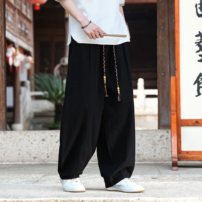 Nimara Ritual Summer Casual Minimalist Drawstring Solid Ankle Pants Men's Straight Leg Pants With Pockets