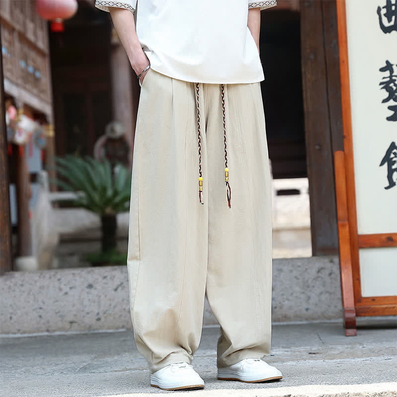 Nimara Ritual Summer Casual Minimalist Drawstring Solid Ankle Pants Men's Straight Leg Pants With Pockets