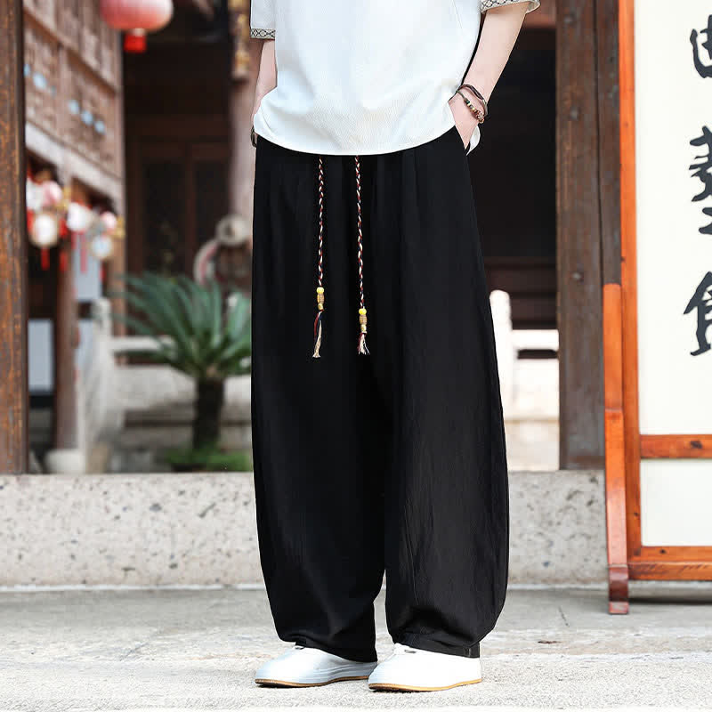 Nimara Ritual Summer Casual Minimalist Drawstring Solid Ankle Pants Men's Straight Leg Pants With Pockets