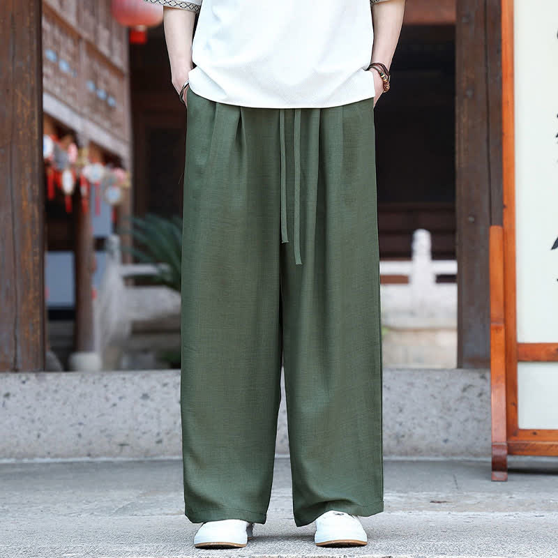 Nimara Ritual Summer Casual Minimalist Drawstring Elastic Waist Solid Ankle Pants Men's Straight Leg Pants With Pocket