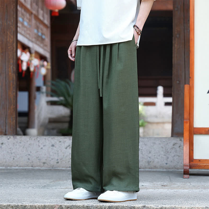 Nimara Ritual Summer Casual Minimalist Drawstring Elastic Waist Solid Ankle Pants Men's Straight Leg Pants With Pocket