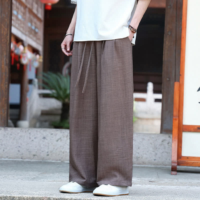 Nimara Ritual Summer Casual Minimalist Drawstring Elastic Waist Solid Ankle Pants Men's Straight Leg Pants With Pocket