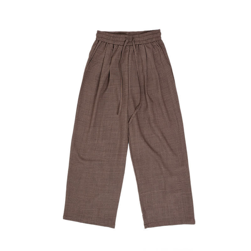 Nimara Ritual Summer Casual Minimalist Drawstring Elastic Waist Solid Ankle Pants Men's Straight Leg Pants With Pocket