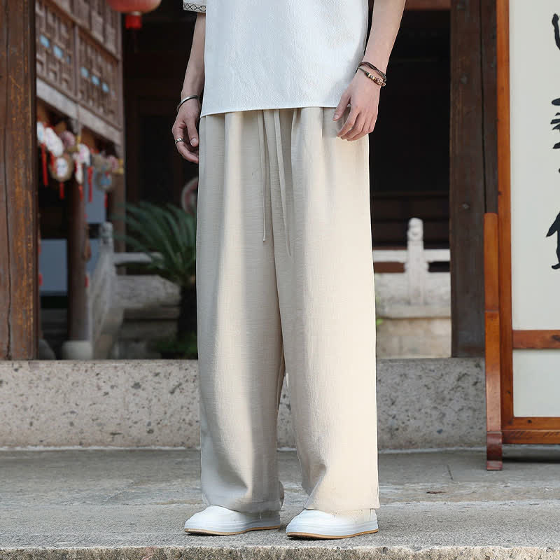 Nimara Ritual Summer Casual Minimalist Drawstring Elastic Waist Solid Ankle Pants Men's Straight Leg Pants With Pocket