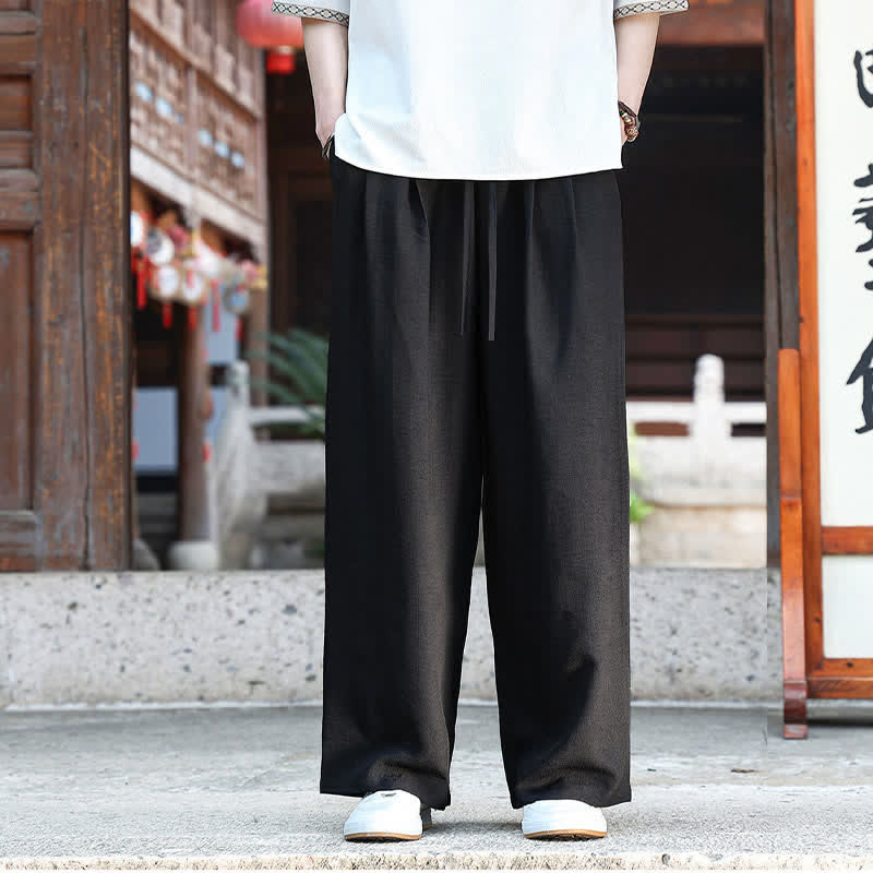 Nimara Ritual Summer Casual Minimalist Drawstring Elastic Waist Solid Ankle Pants Men's Straight Leg Pants With Pocket