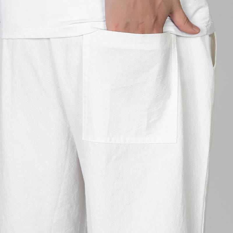 Nimara Ritual Summer Casual Minimalist Drawstring Solid Half Pants Men's Straight Leg Pants With Pocket