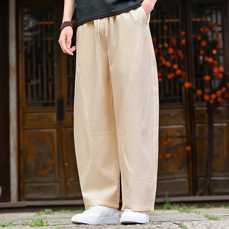 Nimara Ritual Summer Casual Minimalist Drawstring Solid Ankle Pants Men's Straight Leg Pants With Pocket