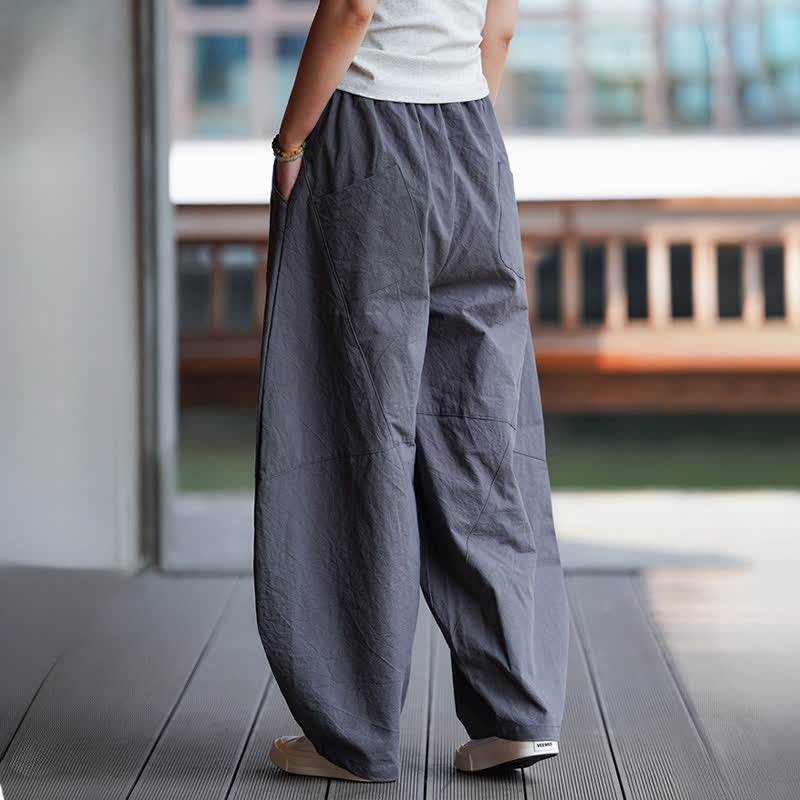 Nimara Ritual Summer Casual Drawstring Solid Cotton Cropped Pants Men's Harem Pants With Pocket