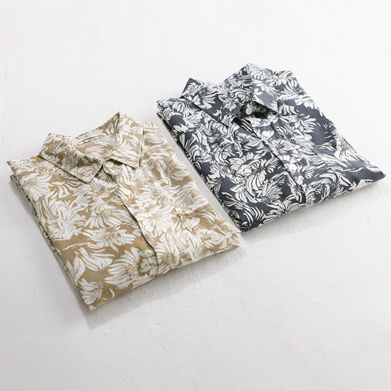 Nimara Ritual Summer Casual Button-Up Sunflower Floral Men's Short Sleeve Shirts With Patch Pocket