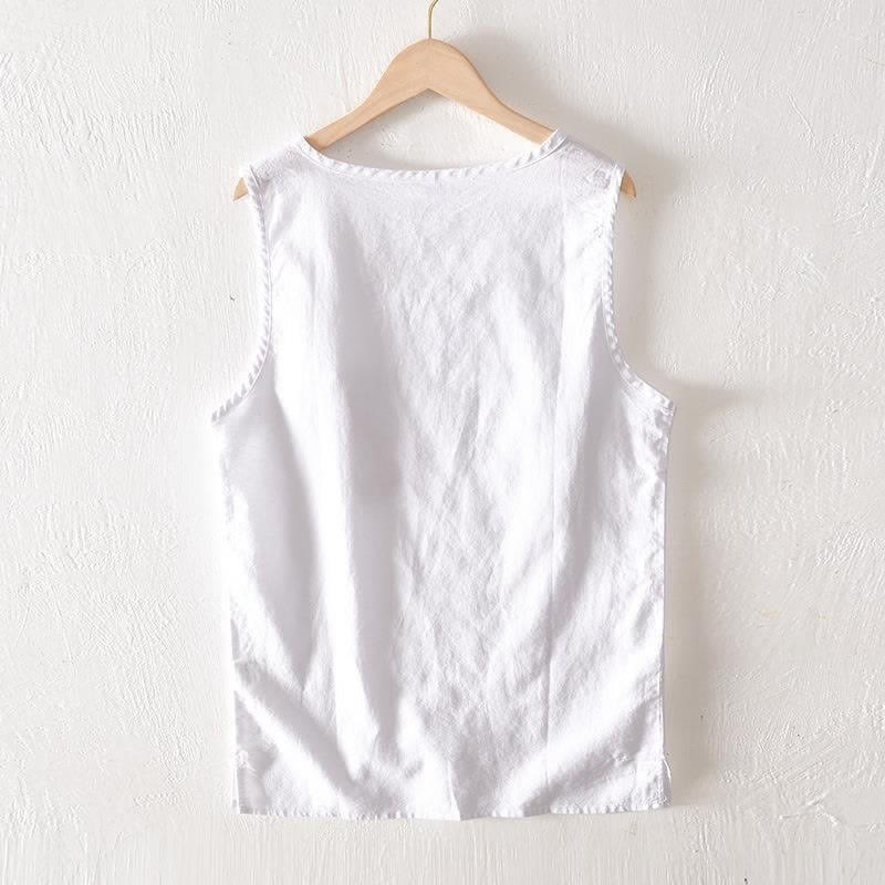 Nimara Ritual Summer Casual Minimalist Solid Tank Top Men's Sleeveless T-Shirts With Patch Pocket