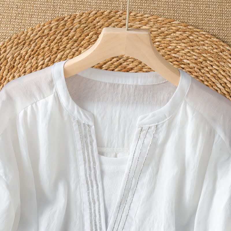 Nimara Ritual Summer Casual Simple Solid V-Neck Lines Women's Short Sleeve T-Shirts