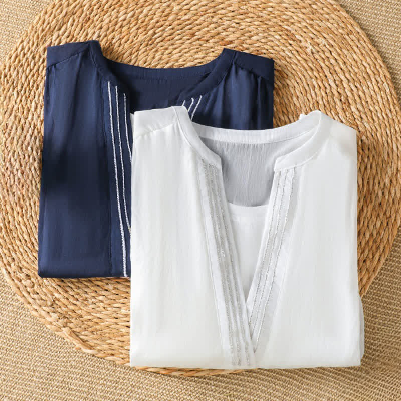 Nimara Ritual Summer Casual Simple Solid V-Neck Lines Women's Short Sleeve T-Shirts