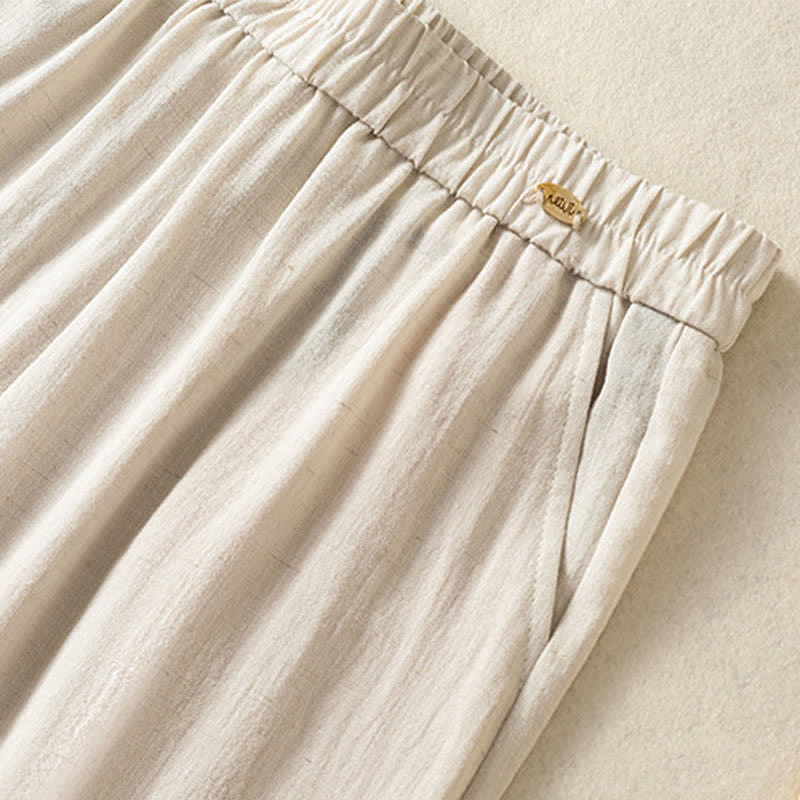 Nimara Ritual Summer Casual Vintage Embroidery Floral Cropped Pants Women's Straight Leg Pants With Pocket