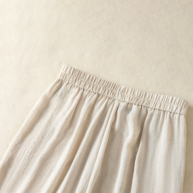 Nimara Ritual Summer Casual Vintage Embroidery Floral Cropped Pants Women's Straight Leg Pants With Pocket