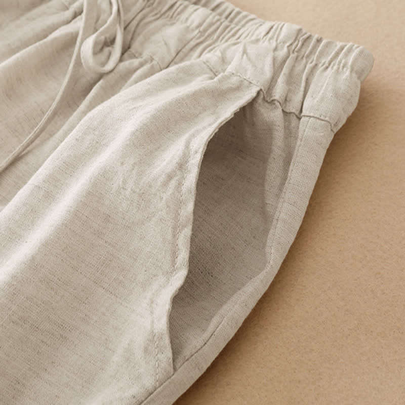 Nimara Ritual Summer Casual Drawstring Solid Ruffle Hem Cropped Pants Women's Harem Pants With Pocket