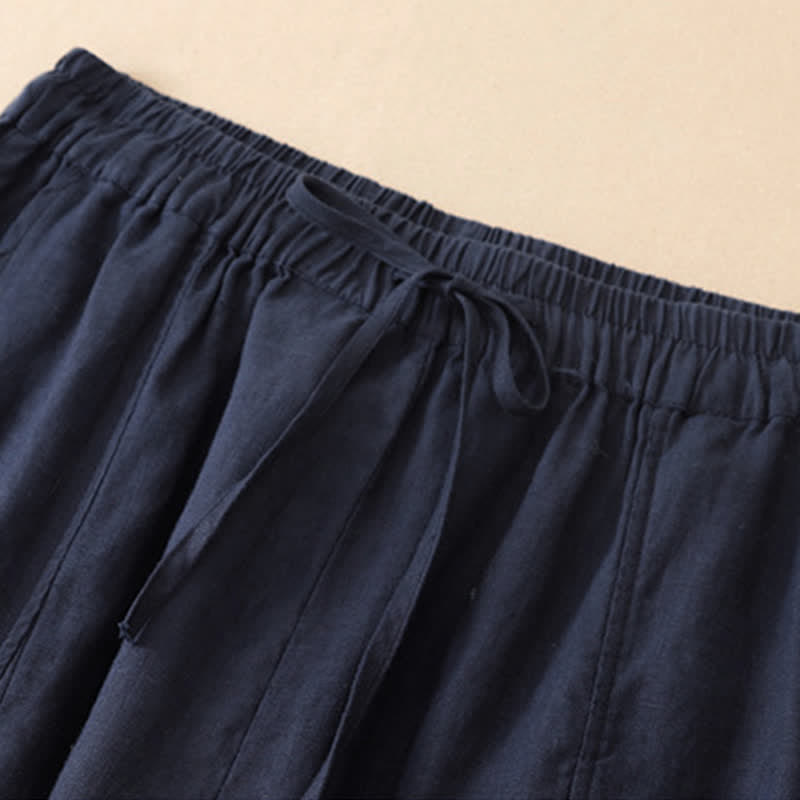 Nimara Ritual Summer Casual Drawstring Solid Ruffle Hem Cropped Pants Women's Harem Pants With Pocket