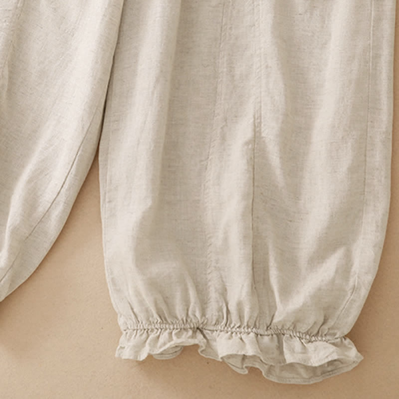 Nimara Ritual Summer Casual Drawstring Solid Ruffle Hem Cropped Pants Women's Harem Pants With Pocket