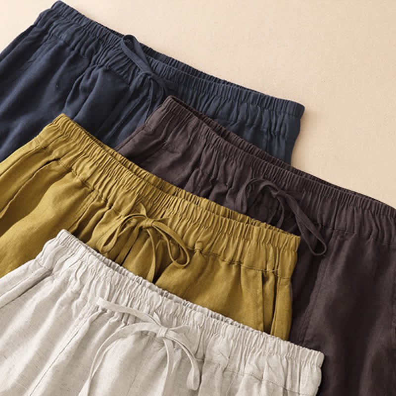 Nimara Ritual Summer Casual Drawstring Solid Ruffle Hem Cropped Pants Women's Harem Pants With Pocket