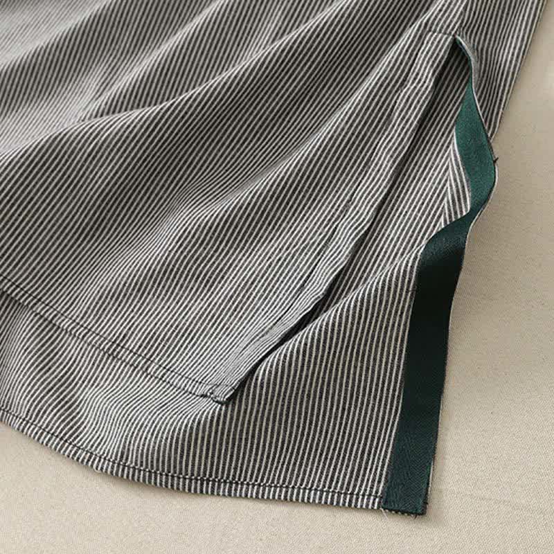 Nimara Ritual Summer Casual Simple Side Slit Striped Women's Short Sleeve Dresses With Pocket