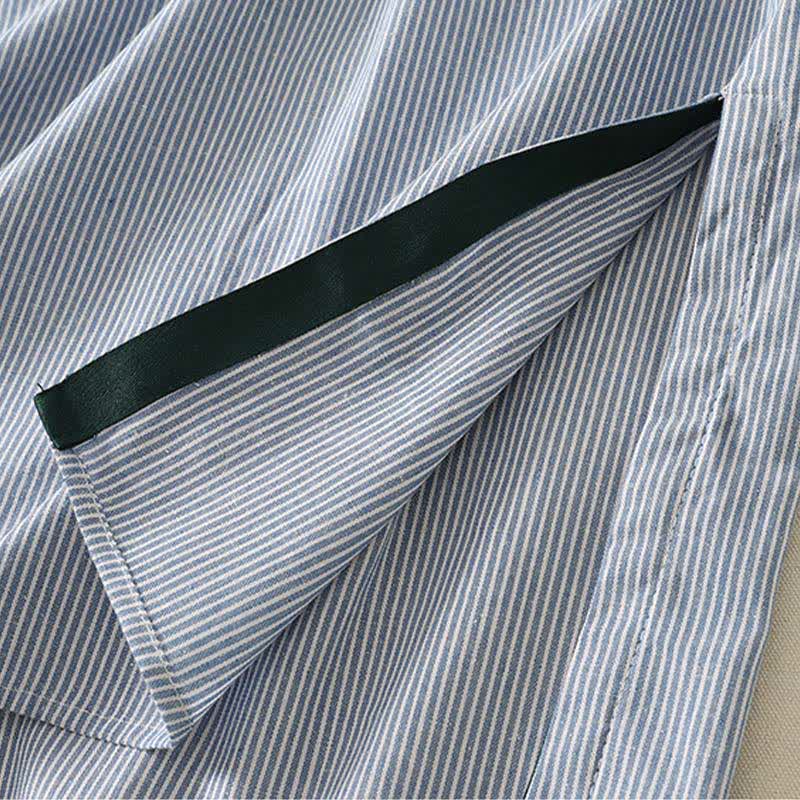 Nimara Ritual Summer Casual Simple Side Slit Striped Women's Short Sleeve Dresses With Pocket