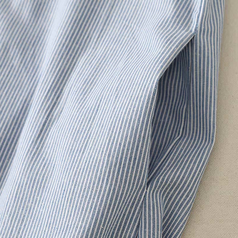 Nimara Ritual Summer Casual Simple Side Slit Striped Women's Short Sleeve Dresses With Pocket