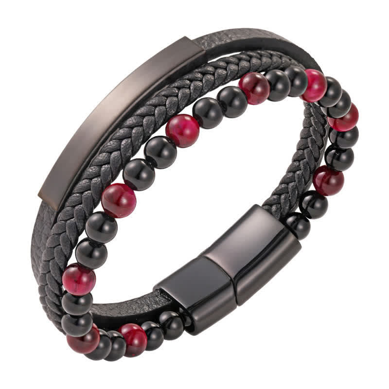 Nimara Ritual Braided Leather Tiger Eye Strength Multi Layer Bracelet