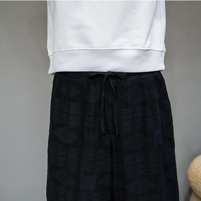 Nimara Ritual Spring Summer Casual Vintage Geometric Long Pants Men's Straight Leg Pants With Pockets