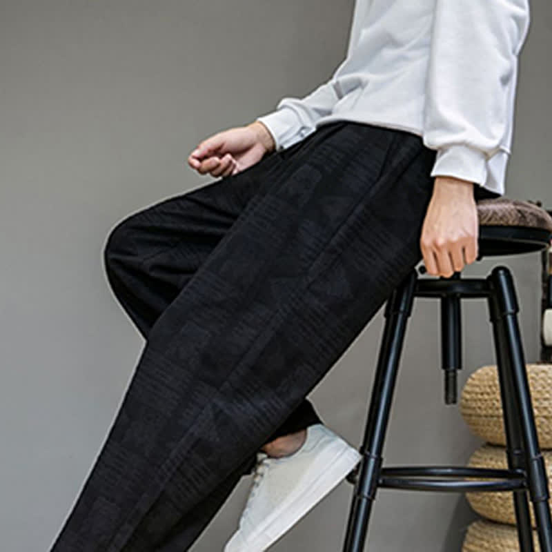 Nimara Ritual Spring Summer Casual Vintage Geometric Long Pants Men's Straight Leg Pants With Pockets