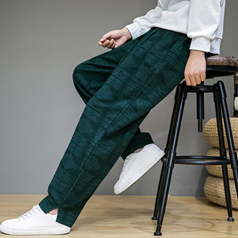 Nimara Ritual Spring Summer Casual Vintage Geometric Long Pants Men's Straight Leg Pants With Pockets