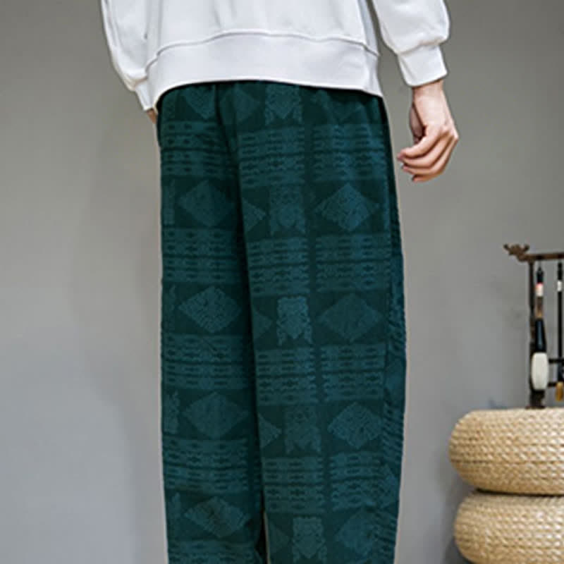 Nimara Ritual Spring Summer Casual Vintage Geometric Long Pants Men's Straight Leg Pants With Pockets