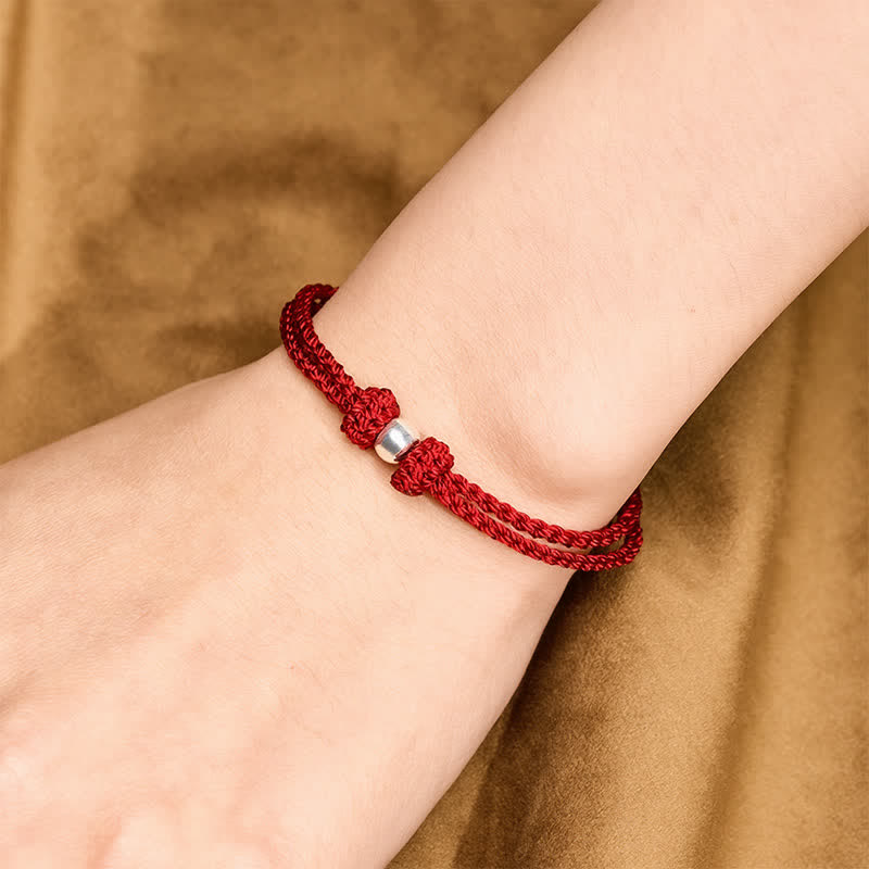 Nimara Ritual 925 Sterling Silver Bead Red String Blessing Braided Bracelet