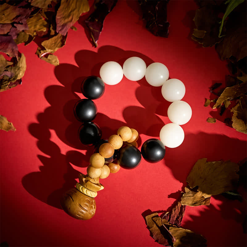 Nimara Ritual White Bodhi Seed Money Bag Pendant Wealth Tactile Meditation Beads Decorations