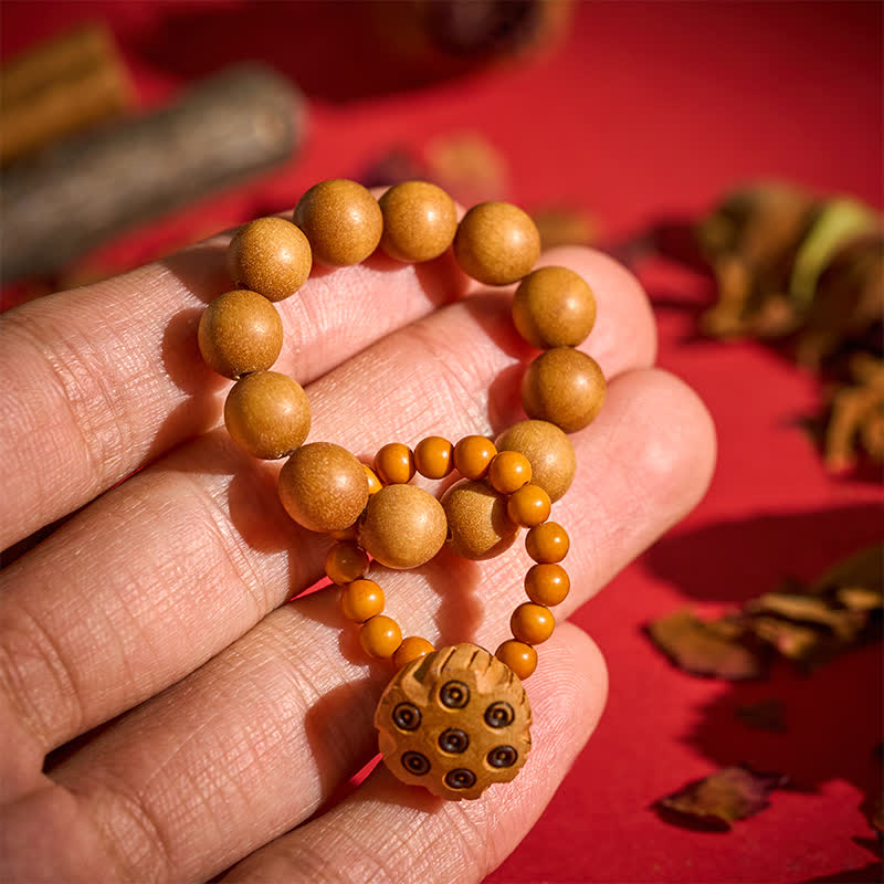 Nimara Ritual Green Sandalwood Lotus Pod Healing Hand-Polished Tactile Meditation Beads Decorations