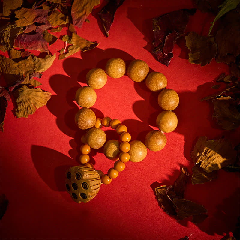 Nimara Ritual Green Sandalwood Lotus Pod Healing Hand-Polished Tactile Meditation Beads Decorations