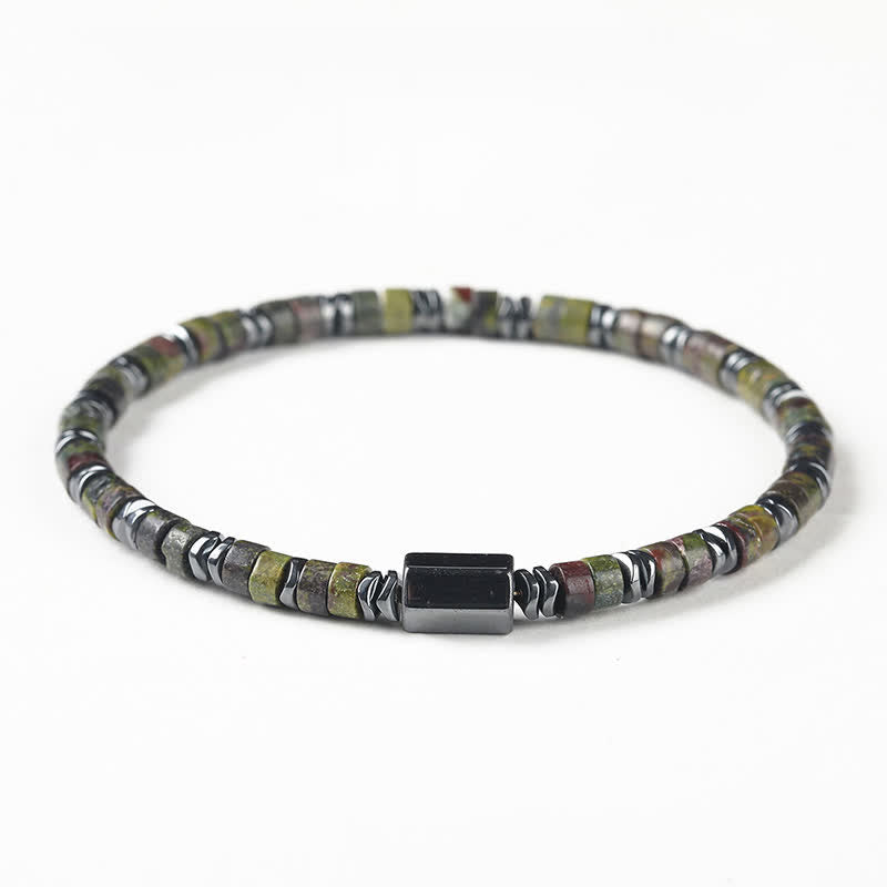 Harmony and Positivity Sodalite Hematite Cube Spacer Bracelet