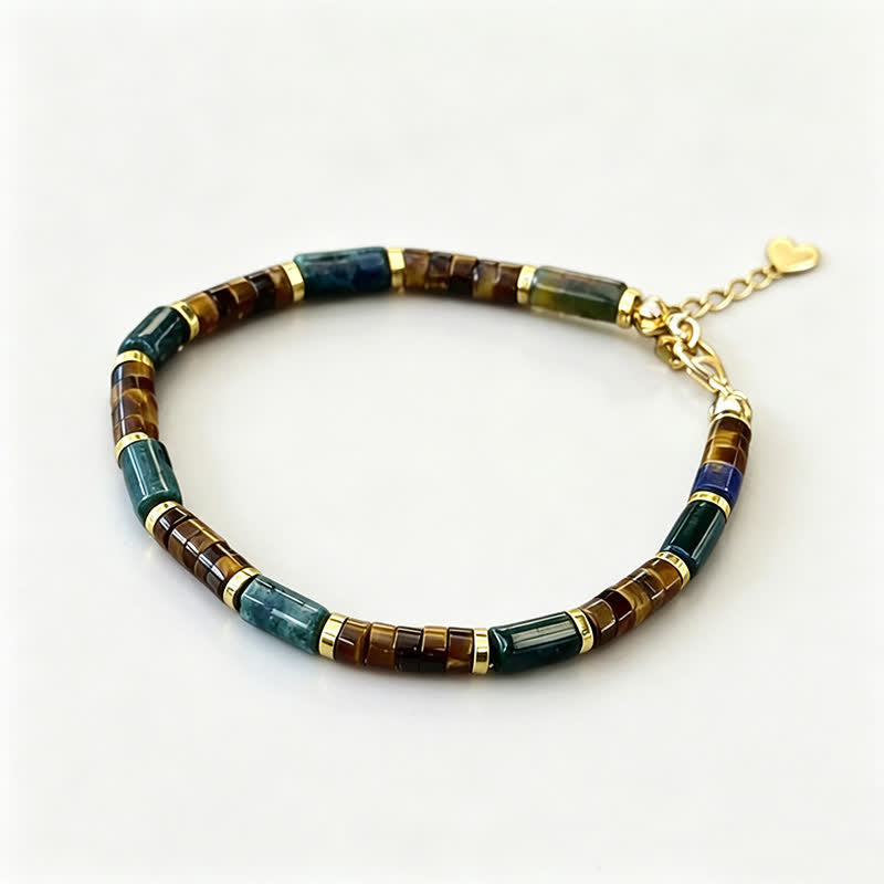 Nimara Ritual Lapis Lazuli Tiger Eye Cylindrical Bead Wisdom Bracelet